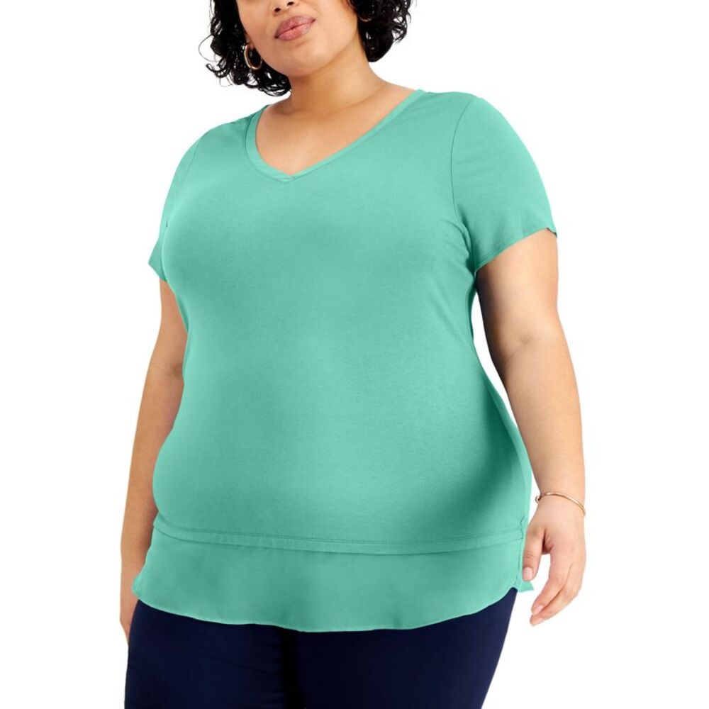 JM Collection Plus Size Layered Hem Top
